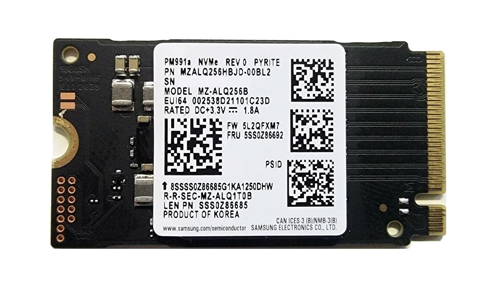 Накопичувач M.2 SSD 256GB Samsung PM991a NVMe, (short) (MZ-ALQ256B)