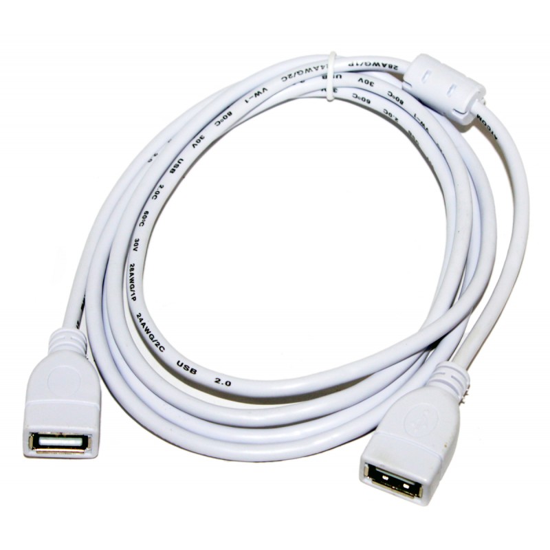 Подовжувач USB 2.0 AF/AF, (мама-мама) 1.8 m Atcom 1 ферит, White (15647)