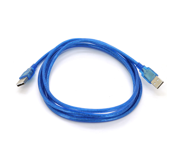 Кабель USB 2.0 Type-A to USB 2.0 Type-A (тато-тато), 1.5 m Ritar, прозорий синій (YT-AM/AM-1.5TBL)