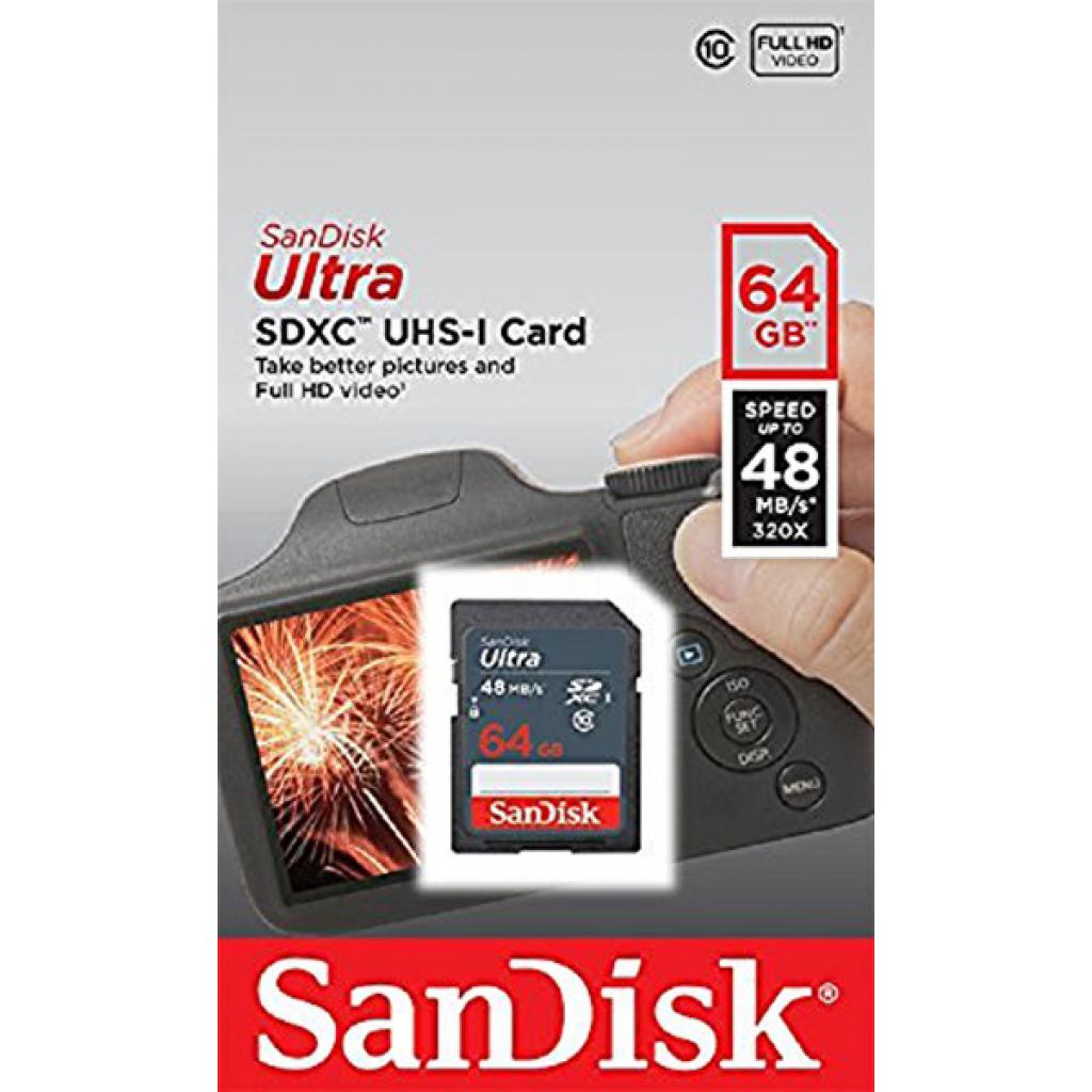 Флеш память SDXC 64Gb SanDisk Ultra Class 10 UHS-1 (SDSDUNB-064G-GN3IN)