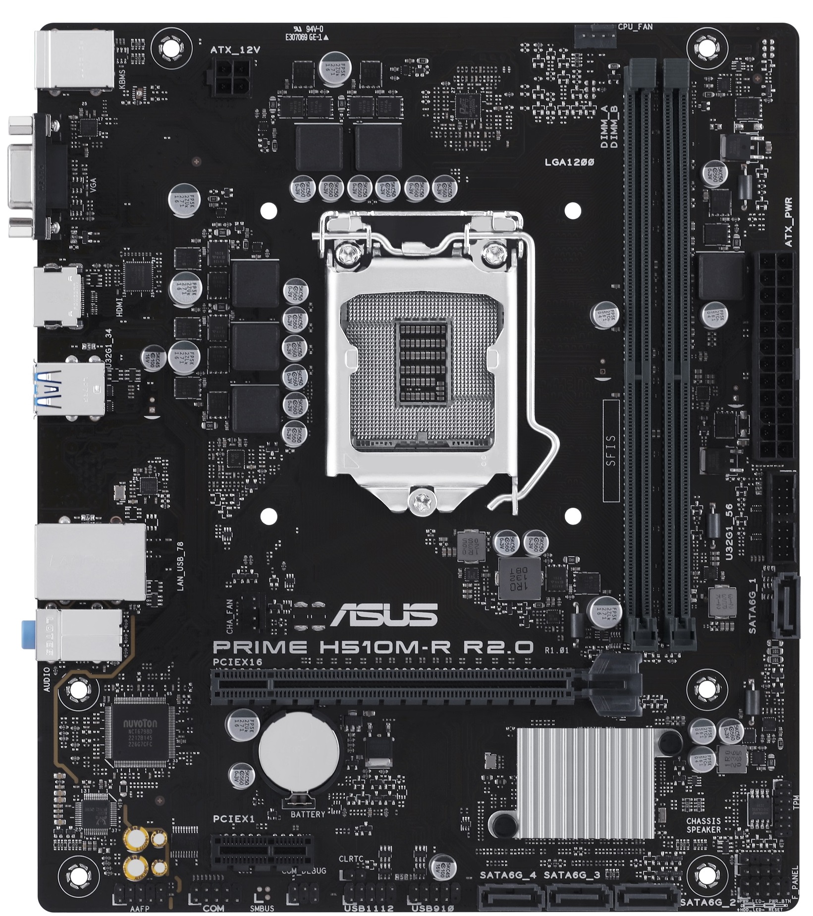 Материнська плата Asus Prime H510M-R R2.0-SI (s1200, Intel H510, 2x DDR4, 1x PCI-Ex16) 