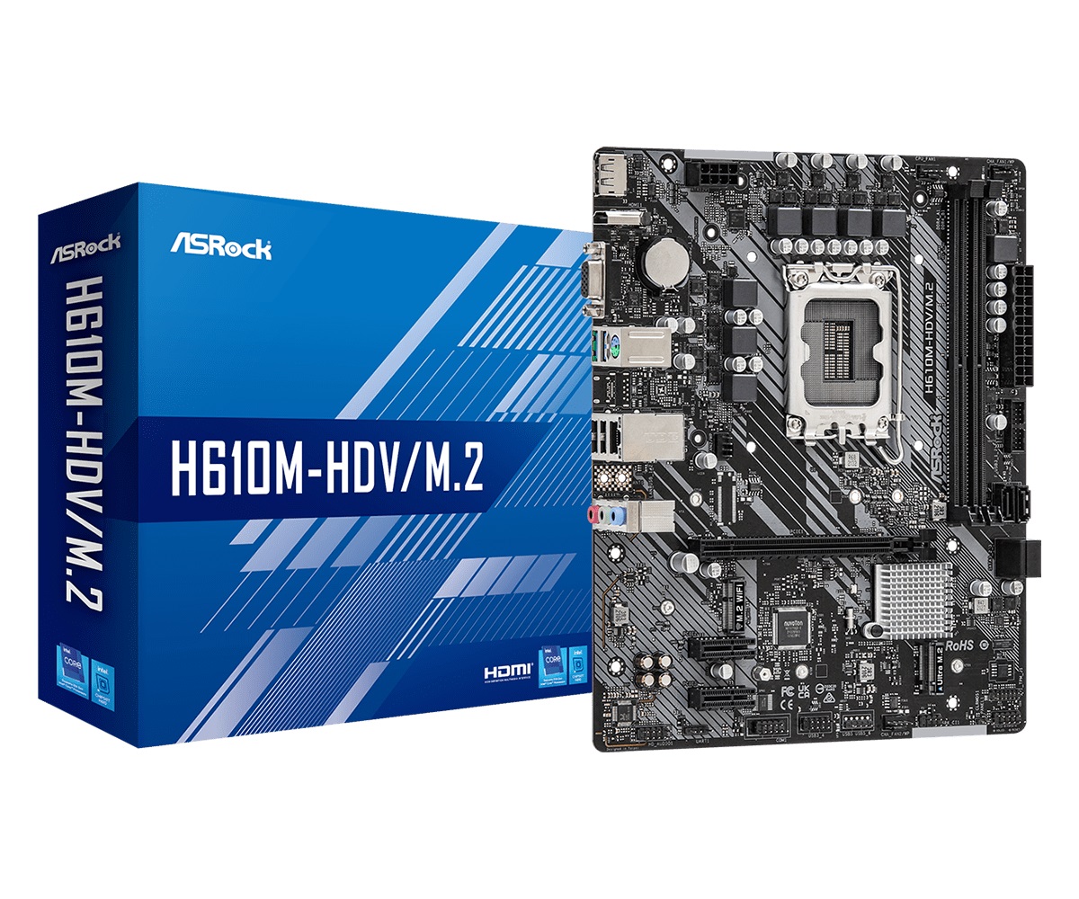 Материнская плата ASRock H610M-HDV/M.2 (s1700, Intel H610, PCI-Ex16) 