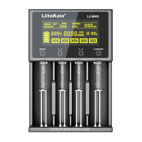 Зарядний пристрій LiitoKala Lii-M4S All in One, 2A max, 4 channels (26650, 22650, 21700, 18650, AA, AAA)