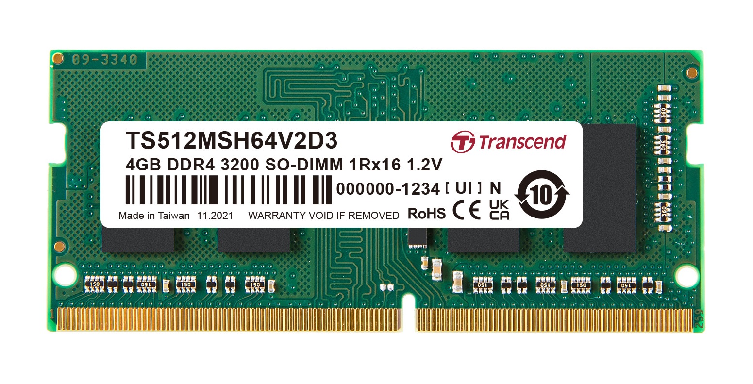 Модуль пам'яті SoDDR 4 4GB 3200 MHz 1.2v Transcend (TS512MSH64V2D3)