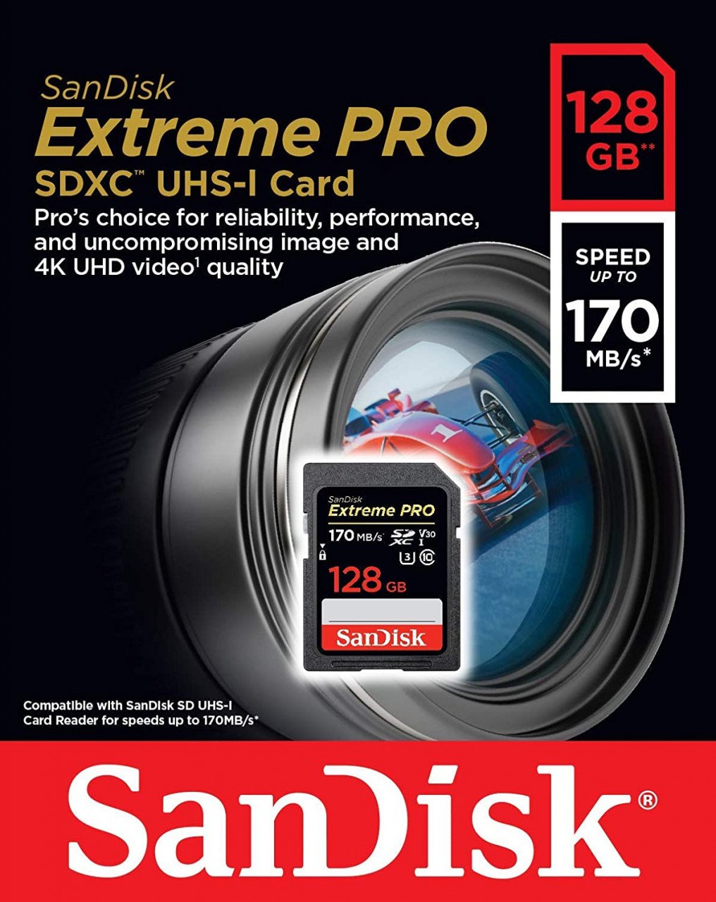 Флеш память SDXC 128Gb SanDisk Extreme Pro (Class 10) UHS-1 U3 (SDSDXXY-128G-GN4IN)