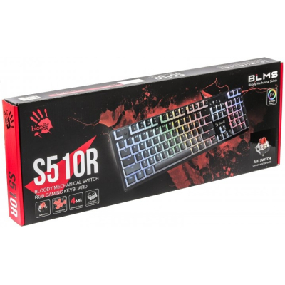 Клавіатура A4 Tech Bloody S510R RGB BLMS Switch Red, механічна, Pudding Black, USB