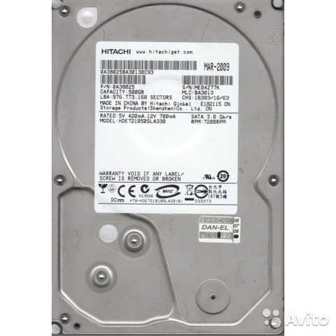 Жорсткий диск HDD 500Gb HITACHI, 7200, 32Mb (HDE721050SLA330)