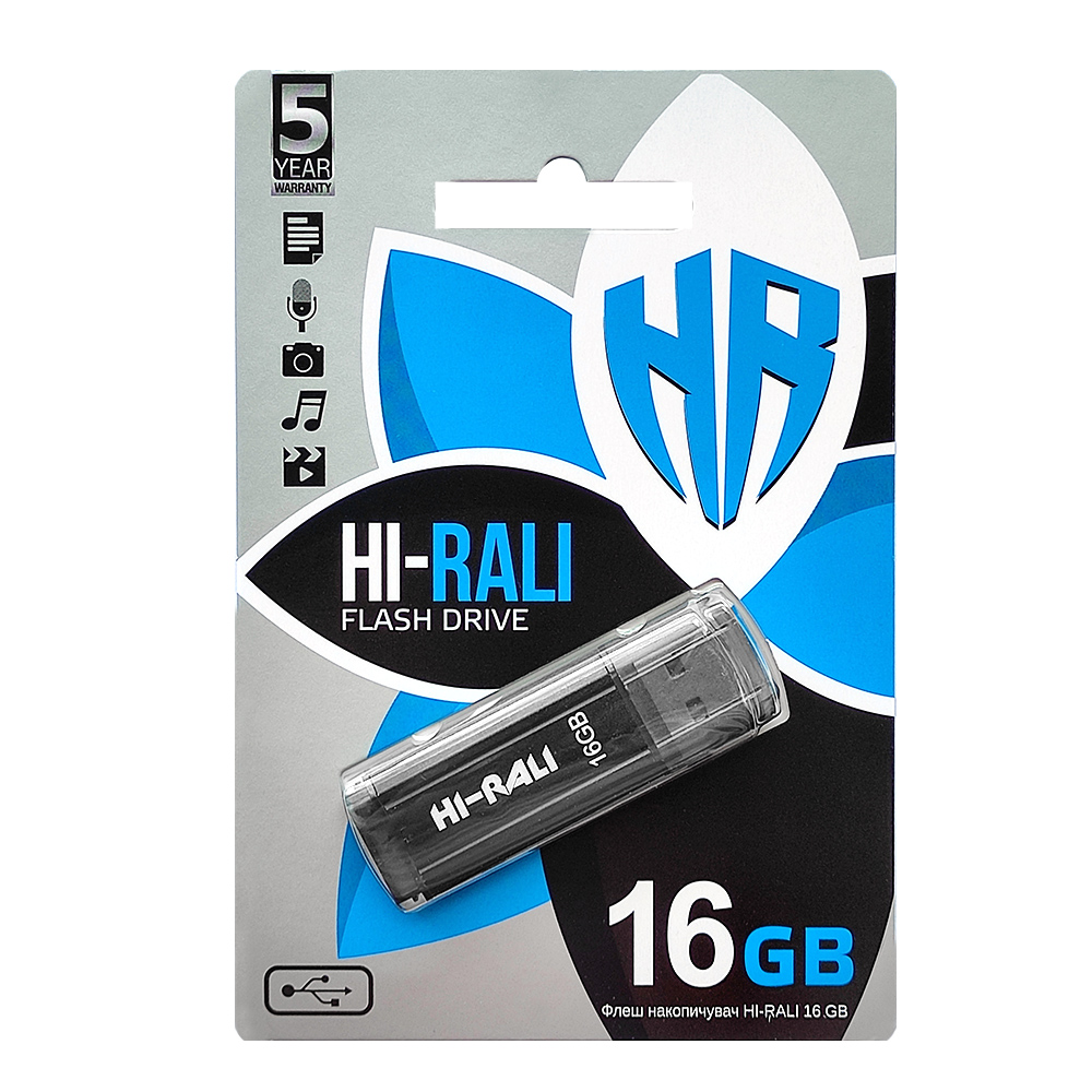 Флеш память USB 16GB HI-RALI Stark Series USB 2.0 Black (HI-16GBSTBK)