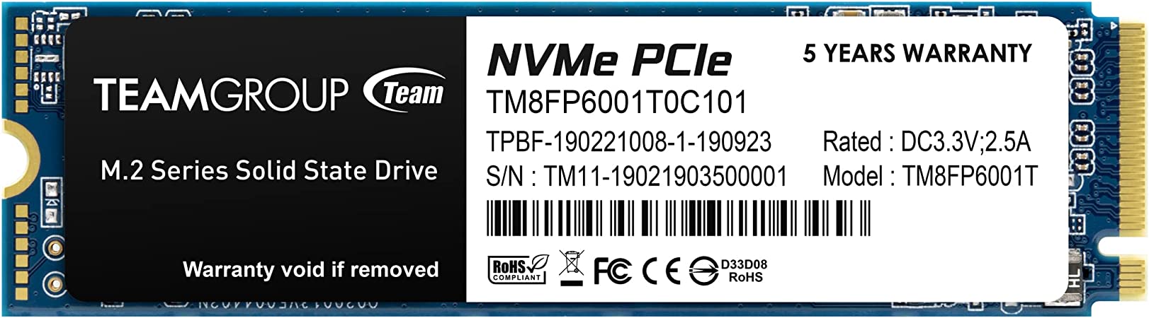 Накопичувач M.2 SSD 1TB Team MP33 NVMe PCIe 3.0 x4 (TM8FP6001T0C101)