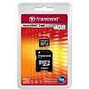 Флеш память MicroSD 4GB Transcend + SD (Class 4)