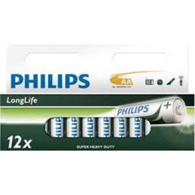 Батарейка AA Philips R6/12-BL (LongLife) (1шт.)