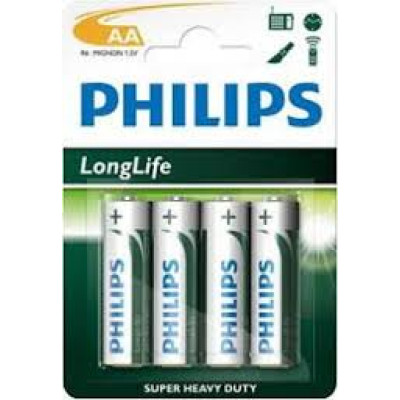 Батарейка AA Philips R6L4B Long Life ( 4 bl ) (1шт.)