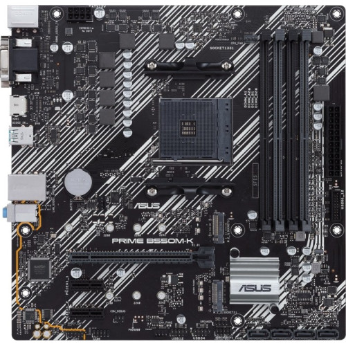 Материнська плата Asus Prime B550M-K, (AM4, Intel B550, PCI-Ex16), 4x DDR4 DIMM (4800 Mhz), M2