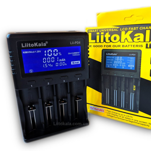 Зарядний пристрій LiitoKala Lii-402 All in One, 2A max, 4 channels (26650, 22650, 21700, 18650, 17670, 18490, 17500, 17355, 14500, 14650, 10440, AA, AAA)