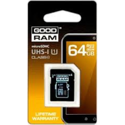 Флеш память microSD 64GB Goodram UHS-I + SD (Class 10)