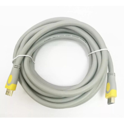 Кабель для монітора HDMI - HDMI, 5 м V-Link v2.0 high speed, круглий, Grey/Yellow (YT-HDMI(M)/(M)HSV2.0-5.0m)