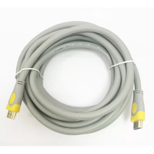 Кабель для монітора HDMI - HDMI, 5 м V-Link v2.0 high speed, круглий, Grey/Yellow (YT-HDMI(M)/(M)HSV2.0-5.0m)