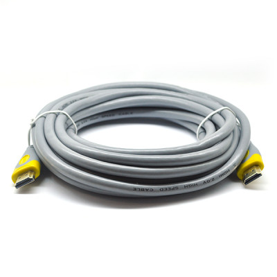 Кабель для монітора HDMI - HDMI, 10 м, V-Link v2.0 high speed, круглий, Grey/Yellow (YT-HDMI(M)/(M)HSV2.0-10m)