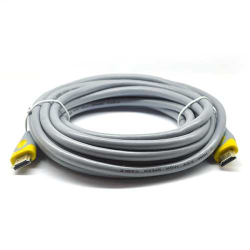 Кабель для монітора HDMI - HDMI, 10 м, V-Link v2.0 high speed, круглий, Grey/Yellow (YT-HDMI(M)/(M)HSV2.0-10m)