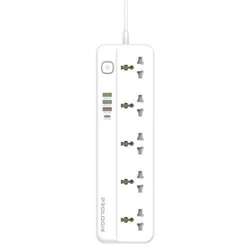 Мережевий фільтр ProLogix Premium (PR-SC5415W) 5 розеток, 4 USB (1 PD +1 QC3.0 +2 AUTO ID), 2.0 м, білий