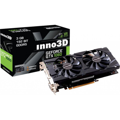 Відеоадаптер GTX1060 3072Mb GDDR5 192bit Inno3D TWIN X2 (N106F-2SDN-L5GS) (1506/8000) (2 x DVI, HDMI, DisplayPort)