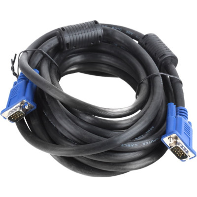 Кабель для монітора VGA - VGA 25 м, 2 феррита, чорний, пакет (9066)
