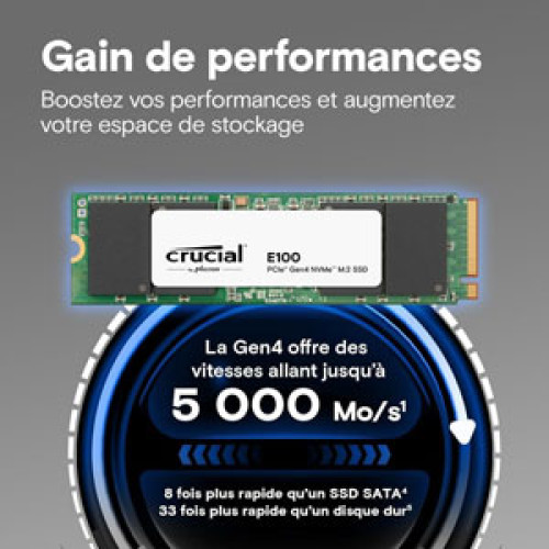 Накопичувач M.2 SSD 2TB Crucial E100 Phison 3D TLC NVMe PCIe 4.0 x4 (CT2000E100SSD8)