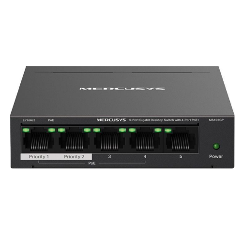 Комутатор Switch 5 Port Mercusys MS105GP (10/100/1000, 1+4 (PoE+))