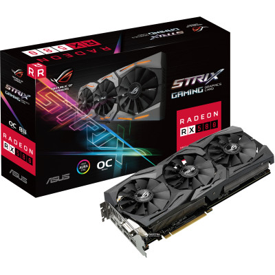 Вдеоадаптер ATI Radeon RX 580 8192MB GDDR5 (256Bit) Asus ROG STRIX (ROG-STRIX-RX580-O8G-GAMIG) (1360/8000) (DVI, 2 x HDMI, 2 x DisplayPort), (Нова, без коробки)