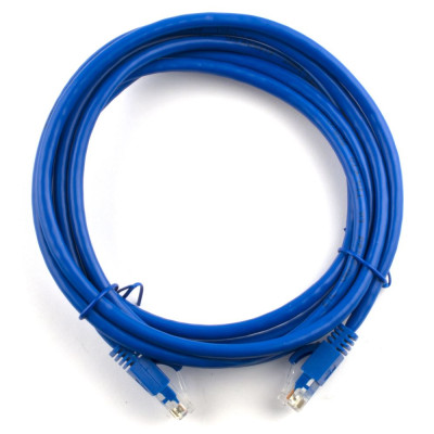 Патч-корд CAT6e UTP RJ45 5m, Ritar, Gigabit, синій, Cu (мідь) (PCR-CU6/5Be)