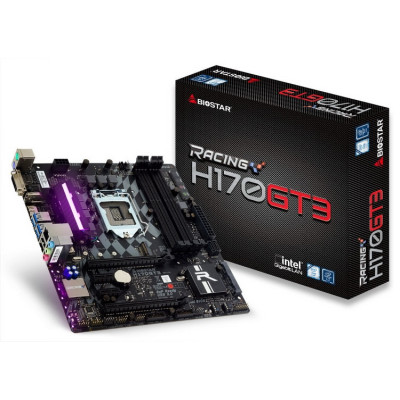 Материнська плата Biostar H170GT3 (S-1151, H170) 4xDDR4, 4xPCI-E, 3xPCI X1, 1xM.2, 2хHDMI, DVI