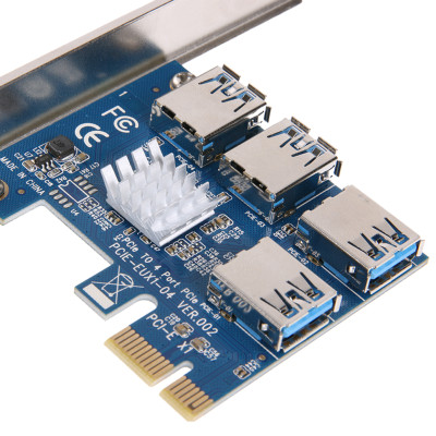 Перехідник PCI-E Express 1X To 16X 4xUSB, Riser Adapter Card (VER 1)