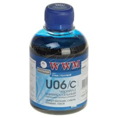 Чорнило WWM Canon/Lexmark/Xerox Universal Color, Cyan, (U06/C) 200 г