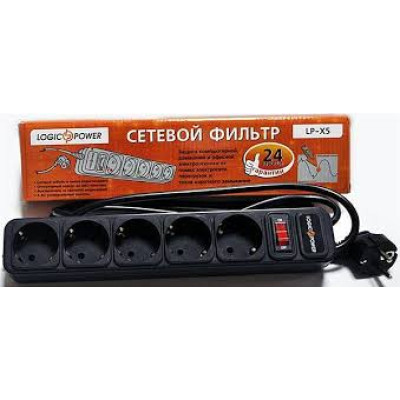 Мережевий фільтр LogicPower LP-X5 3,0 м чорний