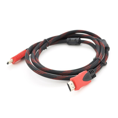 Кабель для монітора HDMI - HDMI, 20 м, v1.4, OD-7.4mm, 2 фільтра,обплетення RED/Black (YT-HDMI(M)/(M)NY/RD-20)