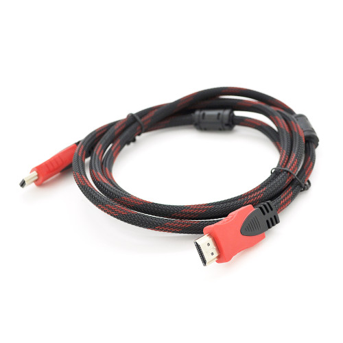 Кабель для монітора HDMI - HDMI, 20 м, v1.4, OD-7.4mm, 2 фільтра,обплетення RED/Black (YT-HDMI(M)/(M)NY/RD-20)