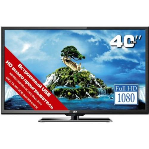 Телевизор DEX 40" LE4040, 1920x1080, 1080p Full HD, 50 Гц, мощность звука 14 Вт, HDMI x3, VGA