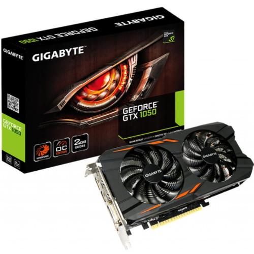 Відеоадаптер GTX1050 2048Mb GDDR5 128bit Gigabyte (GV-N1050OC-2GD) (1316/7008) (DVI, HDMI, DisplayPort)