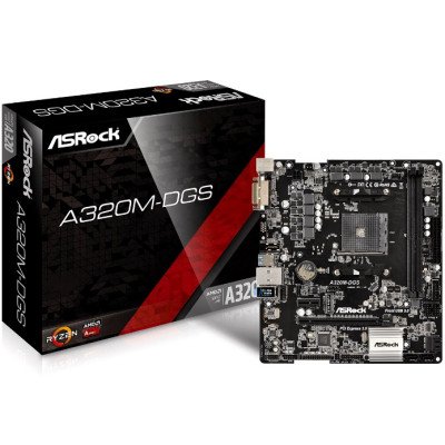 Материнская плата ASRock A320M-DGS (sAM4, AMD A320, PCI-Ex16), 2 x DDR4 DIMM; 