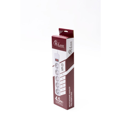 Мережевий фільтр ProLogix (PRS-075P5-45G) 5 розеток, 0.75, 4.5 м, сірий