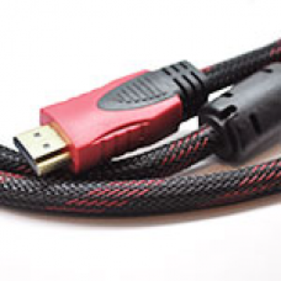 Кабель для монітора HDMI - HDMI, 3 м, v1.4, 2 феррита, обплетення, круглий, пакет (YT-HDMI(M)/(M)NY/RD-3.0m)