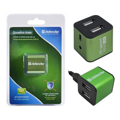 Контролер USB Hub, 4 порта, Defender Quadro Iron