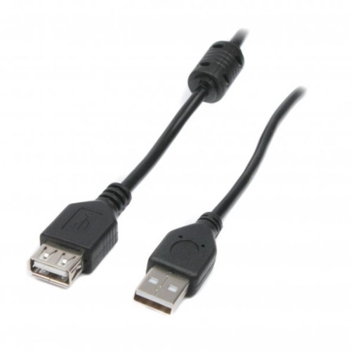 Подовжувач USB 2.0 AM/AF 3 m 1 ферит, чорний Пакет Q200, (YT-AM/AF-3.0B)