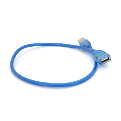 Подовжувач USB 2.0 AM/AF 0.5 m, прозорий синій Q200, (YT-AM/AF-0,5TBL)