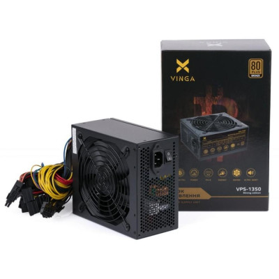 Блок живлення 1350W Vinga, (VPS-1350 Mining edition) 80 PLUS Bronze, активний PFC, 1x140 мм