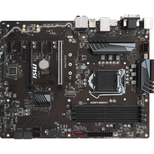 Материнська плата MSI Z370-A PRO (s1151, Intel Z370, PCI-Ex16), 4 x DDR4 DIMM, RAID 0, 1, 5, 10, 1 x PCI-E 3.0 x16, 1 x PCI-E 3.0 x16 (x4), 4 x PCI-E 3.0 x1