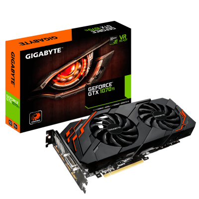 Відеоадаптер GTX1070 Ti 8196Mb GDDR5 256bit Gigabyte (GV-N107TWF2-8GD) (1102/7010) (DVI, HDMI, 3 x DisplayPort)