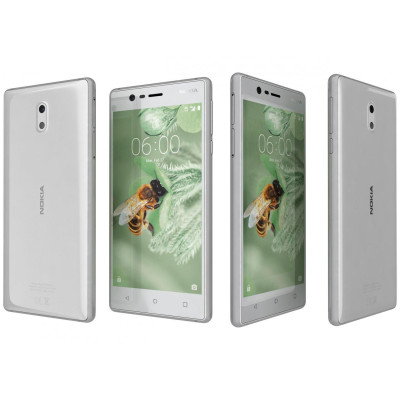 Мобильный телефон Nokia 3, 5", IPS, (1280x720), MediaTek 6737 (1.3 ГГц), RAM 2 ГБ, 16 ГБ встроенной памяти + microSD,SDHC (до 128 ГБ), ARM Mali-T720 MP2, основная камера: 8 Мп, фронтальная камера: 8 Мп, 3G, LTE, GPS, поддержка 2х SIM-карт (Nano-SIM),