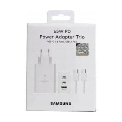 Зарядний пристрій Samsung Power Adapter Trio, 2xType-C, USB-A + кабаль Type-C