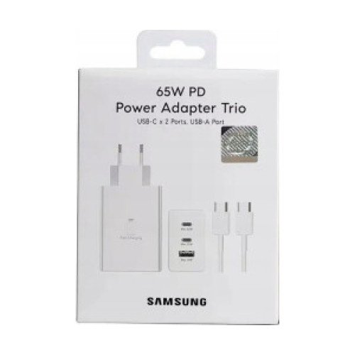 Зарядний пристрій Samsung Power Adapter Trio, 2xType-C, USB-A + кабаль Type-C
